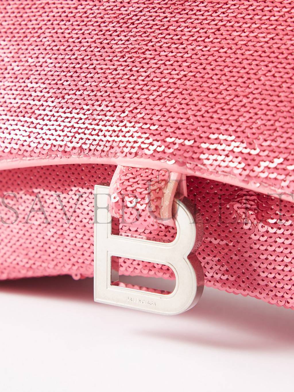 BALENCIAGA PINK HOURGLASS XS SEQUIN-LEATHER HANDBAG MATCHESFASHION US (19*12.1*7.6cm)