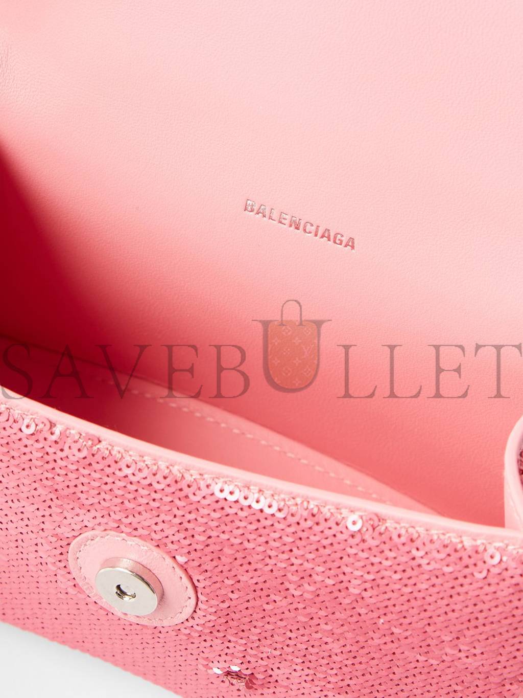 BALENCIAGA PINK HOURGLASS XS SEQUIN-LEATHER HANDBAG MATCHESFASHION US (19*12.1*7.6cm)