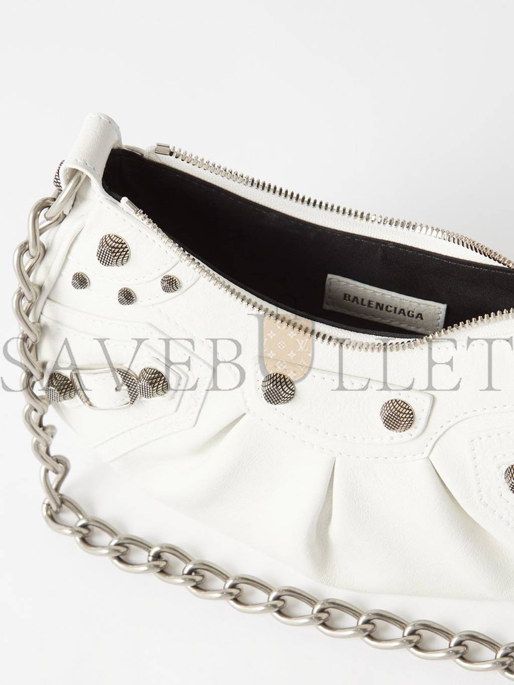 BALENCIAGA WHITE LE CAGOLE XS STUDDED LEATHER SHOULDER BAG MATCHESFASHION US (25.6*11.4*7.3cm)