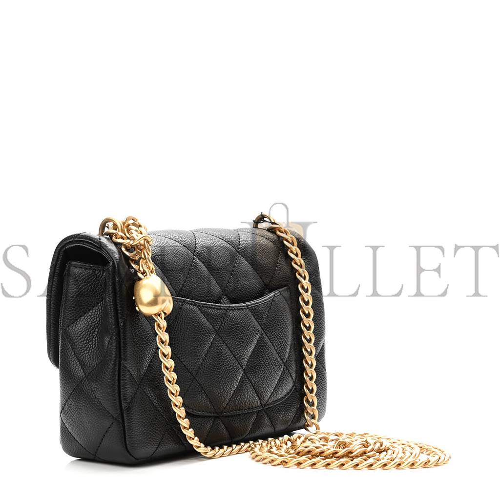 CHANEL CAVIAR QUILTED SWEETHEART MINI RECTANGULAR FLAP BLACK  GOLD HARDWARE (18*12*6cm)