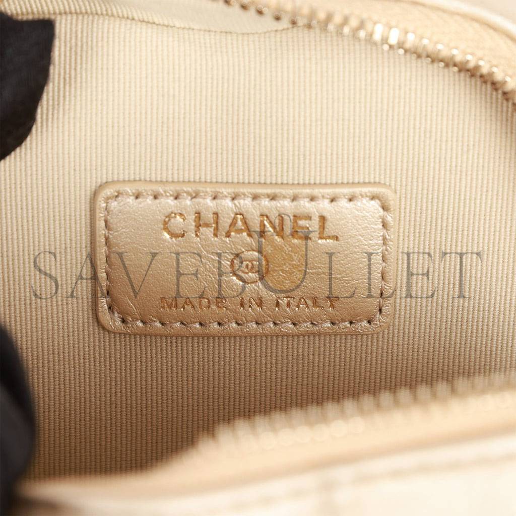 CHANEL CC IN LOVE HEART BELT BAG GOLD LAMBSKIN LIGHT GOLD HARDWARE (11*10*4cm)