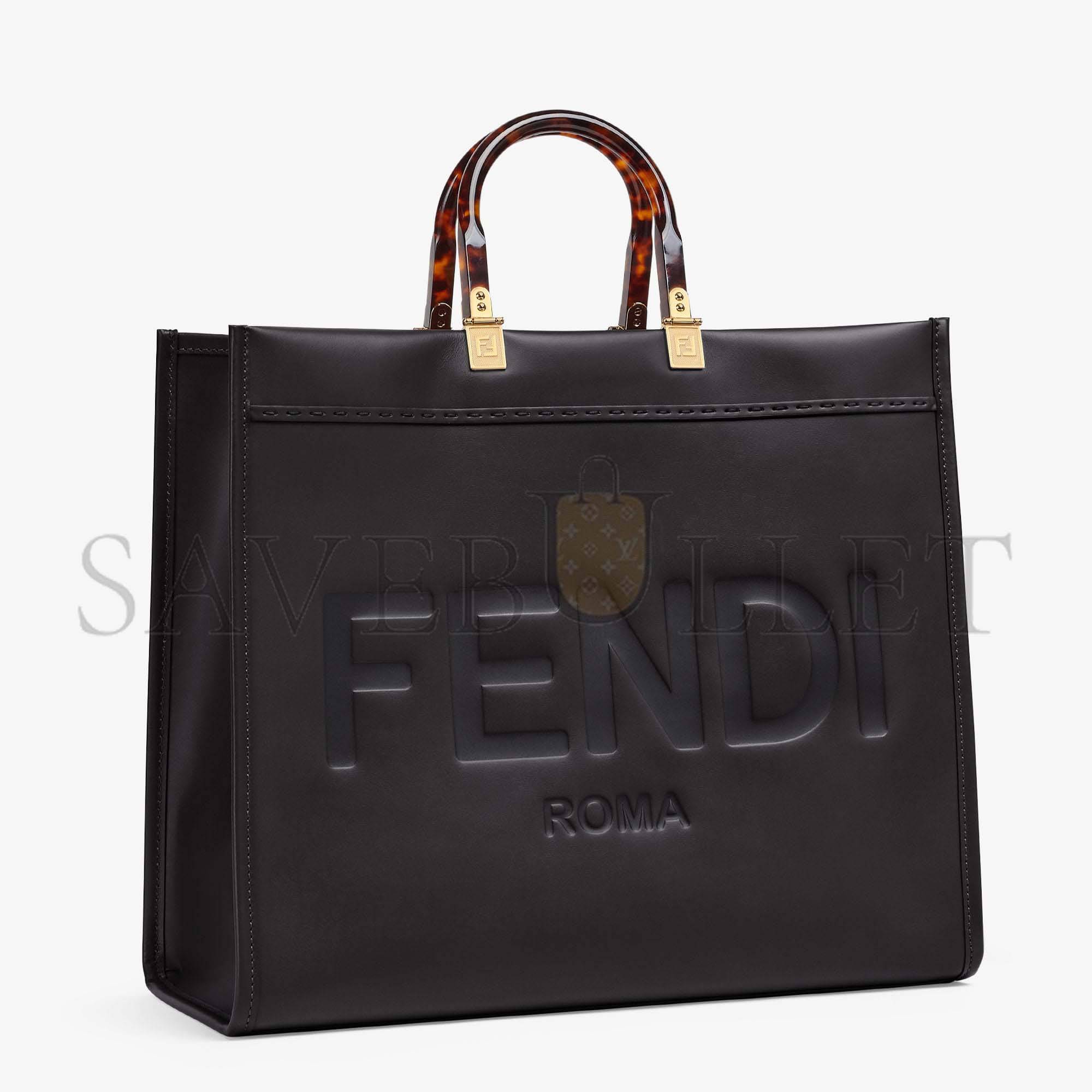 FENDI LARGE FENDI SUNSHINE - BLACK LEATHER SHOPPER 8BH372ABVLF0KUR (40.5*35*21.5cm)