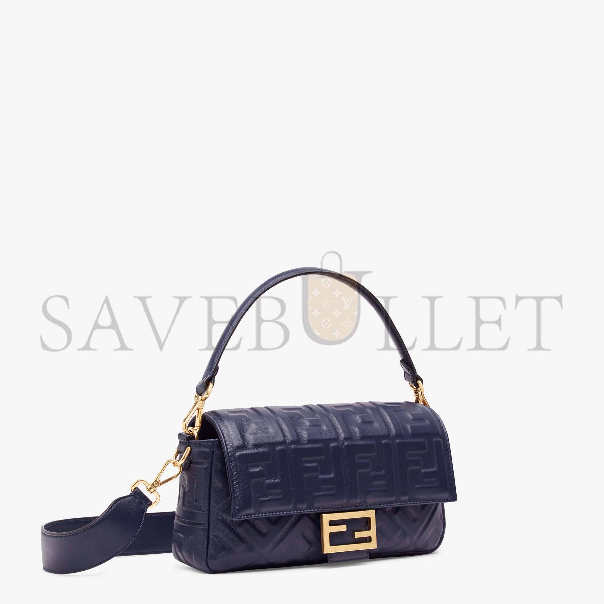 FENDI BAGUETTE - BLUE NAPPA LEATHER BAG 8BR600A72VF19PO (27*15*6cm)