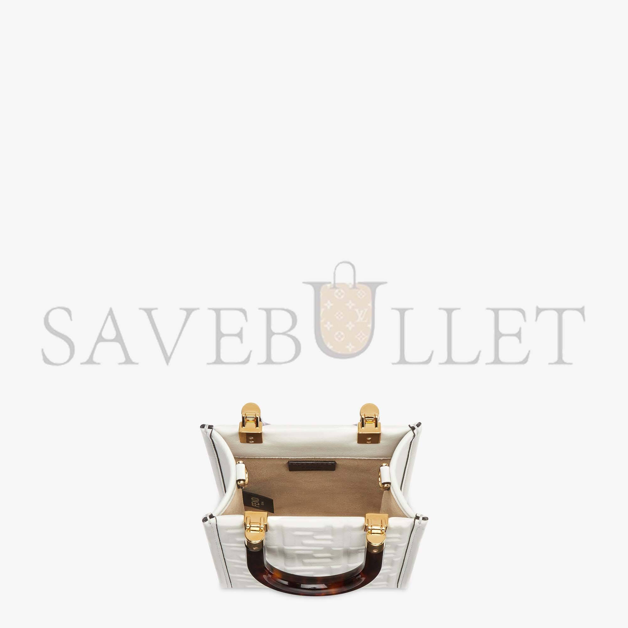 FENDI MINI SUNSHINE SHOPPER - WHITE LEATHER MINI BAG 8BS051AMCIF0QVL (18*13*6.5cm)