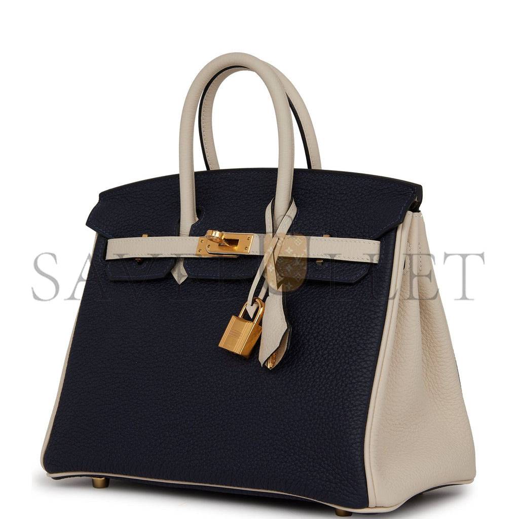 HERMES SPECIAL ORDER (HSS) BIRKIN 25 BLEU NUIT AND CRAIE TOGO GOLD HARDWARE HANDMADE (25cm)