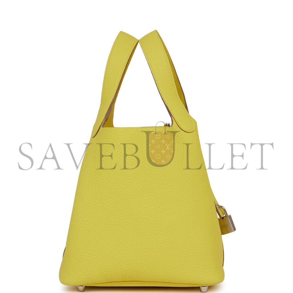 HERMES PICOTIN LOCK 18 LIME CLEMENCE PALLADIUM HARDWARE (18*13*18cm)