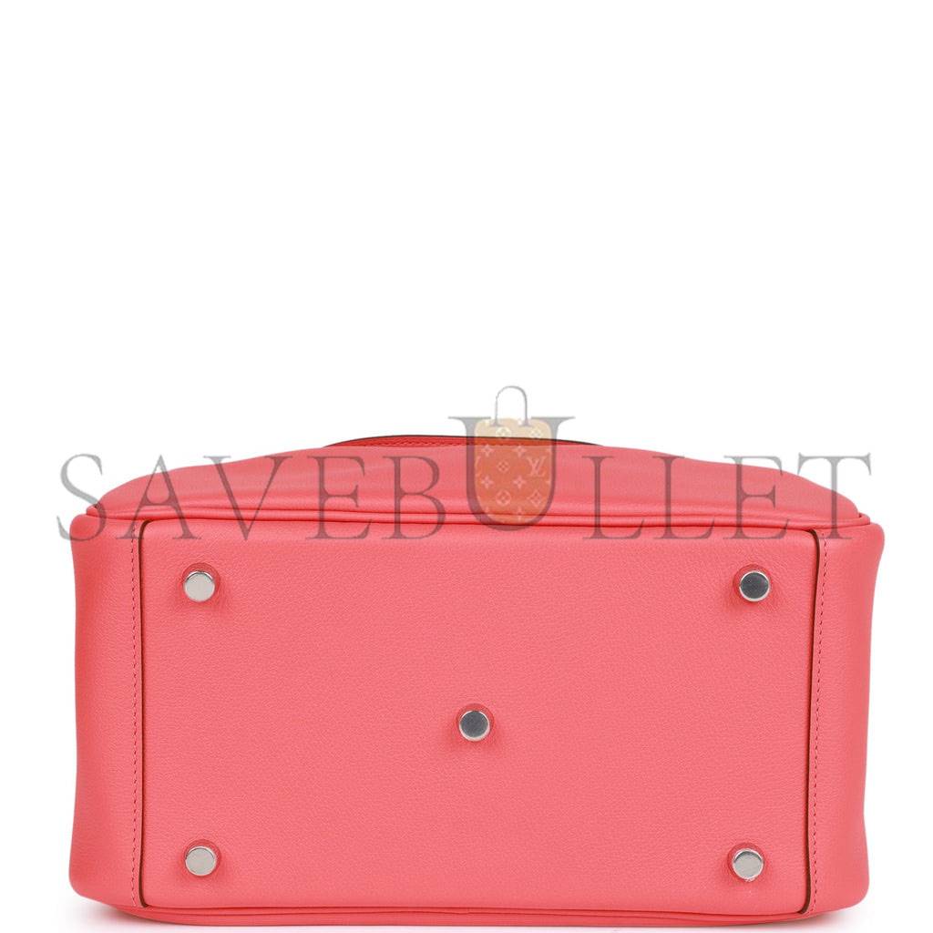 HERMES LINDY 26 ROSE TEXAS EVERCOLOR PALLADIUM HARDWARE(26*18*12cm)