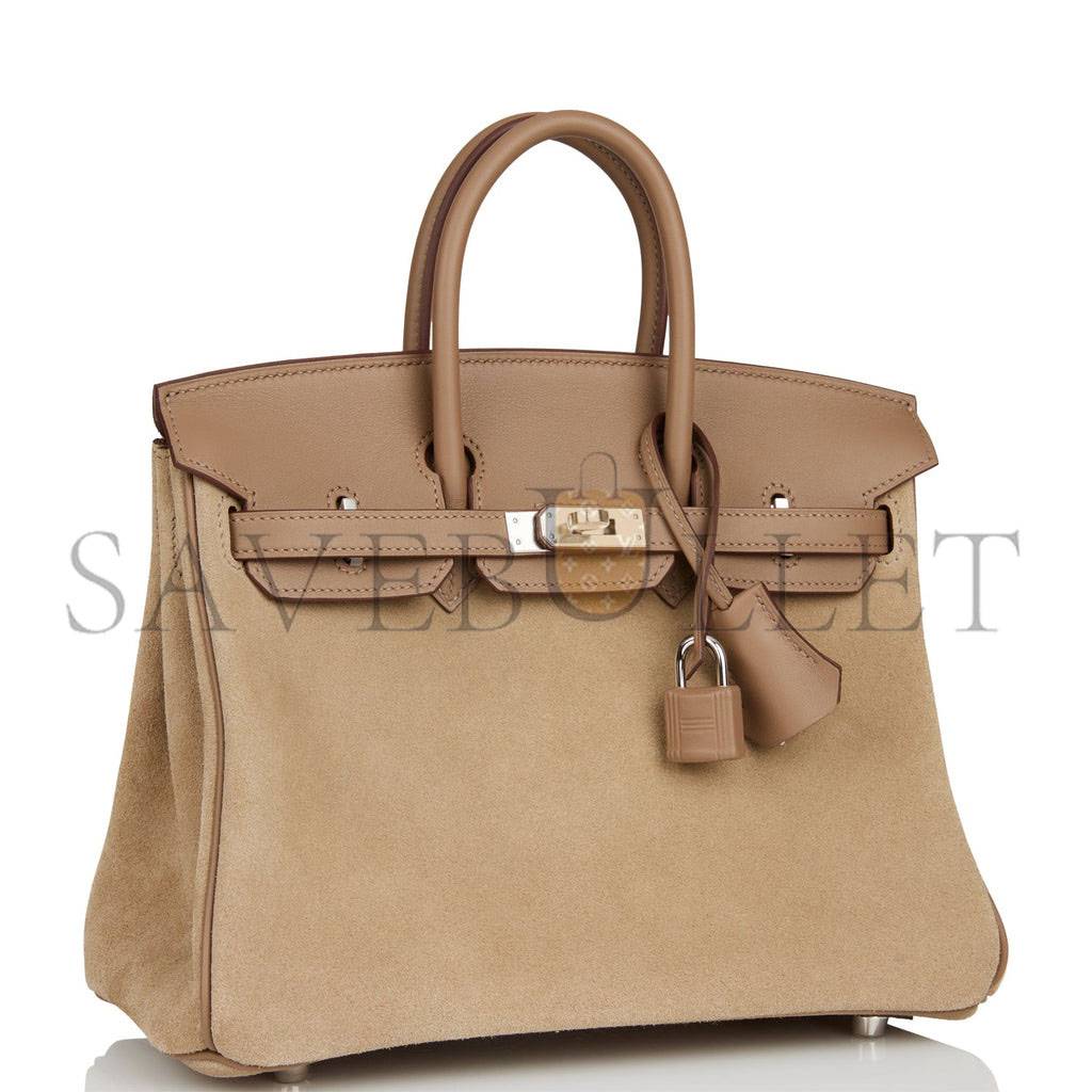 HERMES BIRKIN 25 GRIS CAILLOU GRIZZLY AND SWIFT PALLADIUM HARDWARE HANDMADE (25cm)