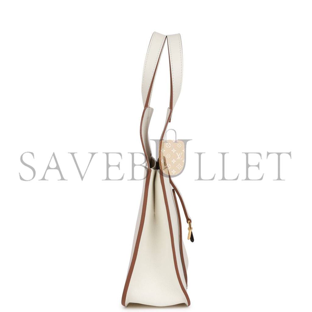 HERMES HALZAN 25 WHITE EVERCOLOR GOLD HARDWARE (25cm)