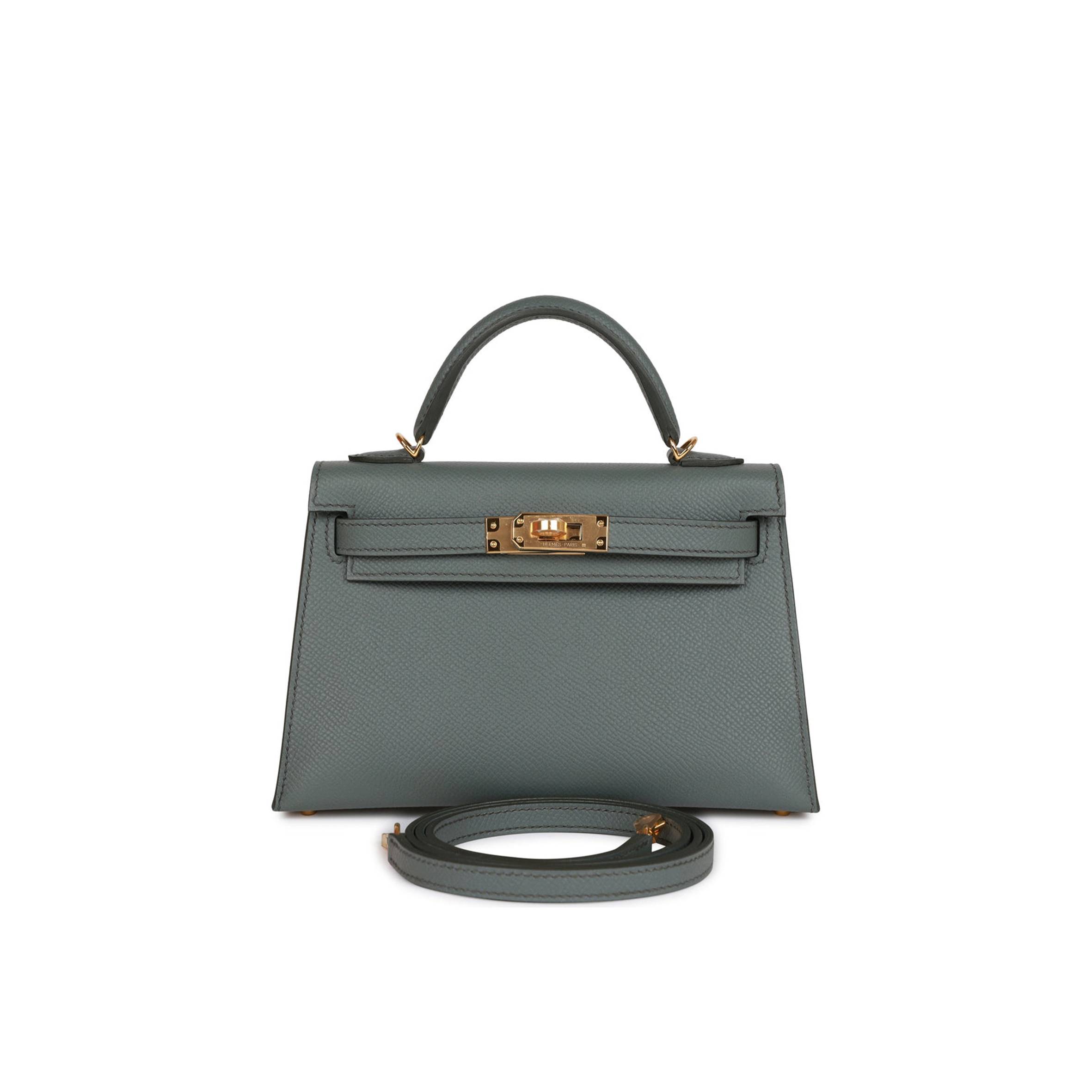 HERMES MINI KELLY SELLIER 20 VERT AMANDE EPSOM GOLD HARDWARE (19*12*5.5cm)