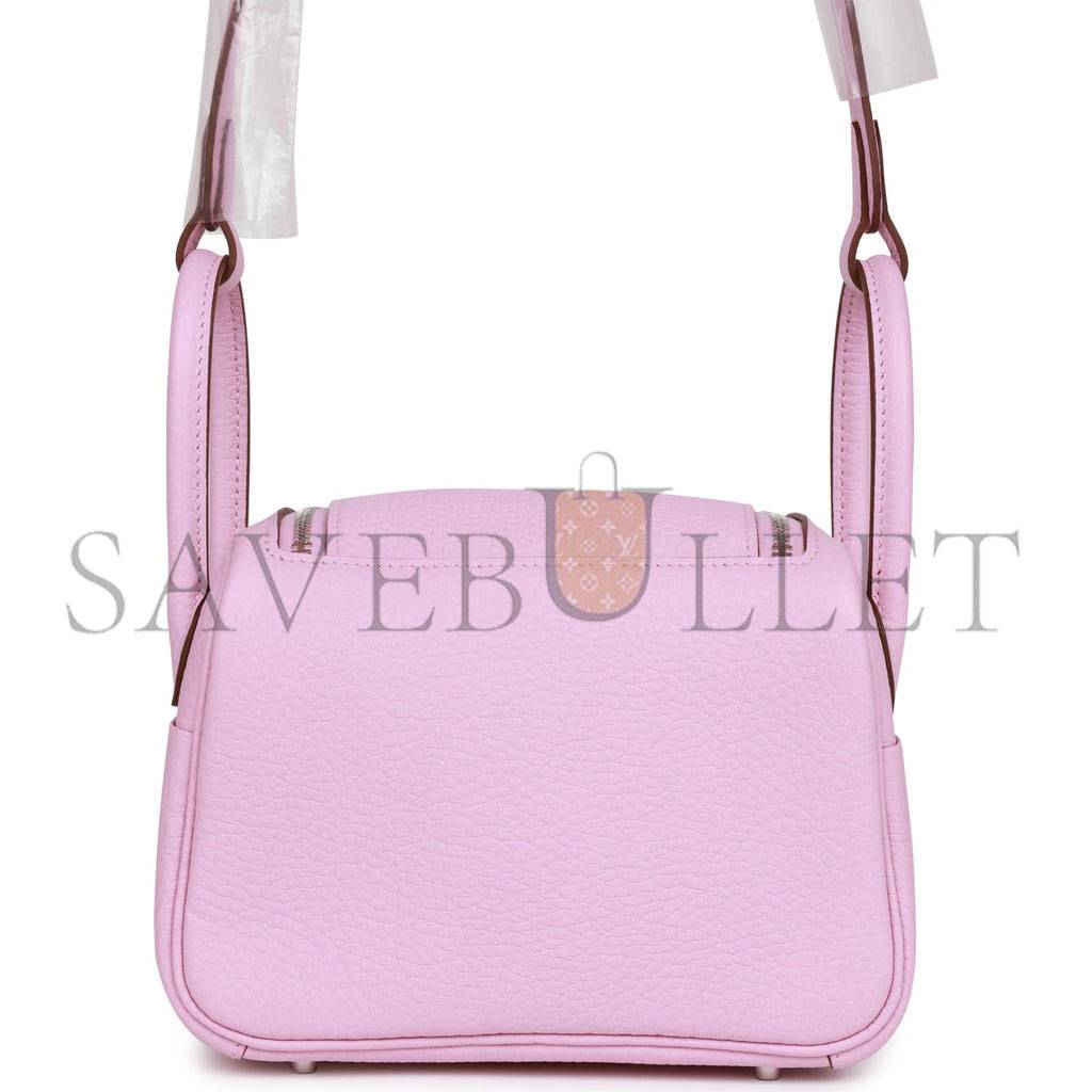 HERMES MINI LINDY MAUVE SYLVESTRE CLEMENCE PALLADIUM HARDWARE (19*12.5*9)