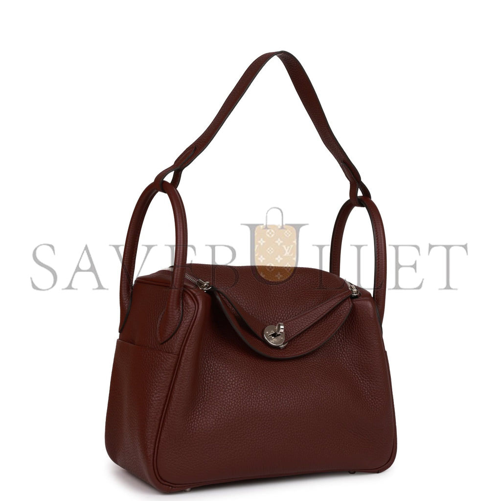 HERMES LINDY 30 BORDEAUX CLEMENCE PALLADIUM HARDWARE (30*19*16cm)