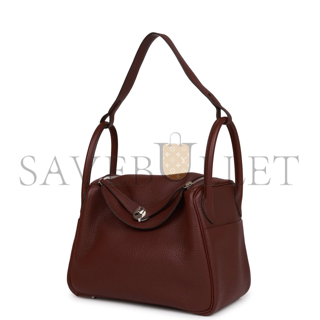 HERMES LINDY 30 BORDEAUX CLEMENCE PALLADIUM HARDWARE (30*19*16cm)