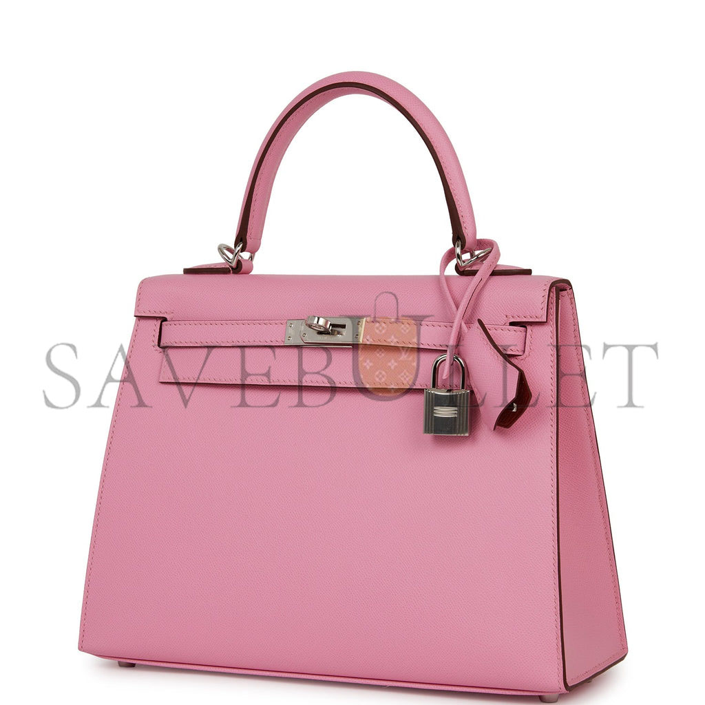 HERMES KELLY SELLIER 25 PINK VERSO MADAME PALLADIUM HARDWARE  (25*17*7cm)