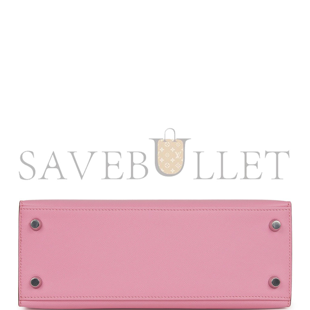 HERMES KELLY SELLIER 25 PINK VERSO MADAME PALLADIUM HARDWARE  (25*17*7cm)