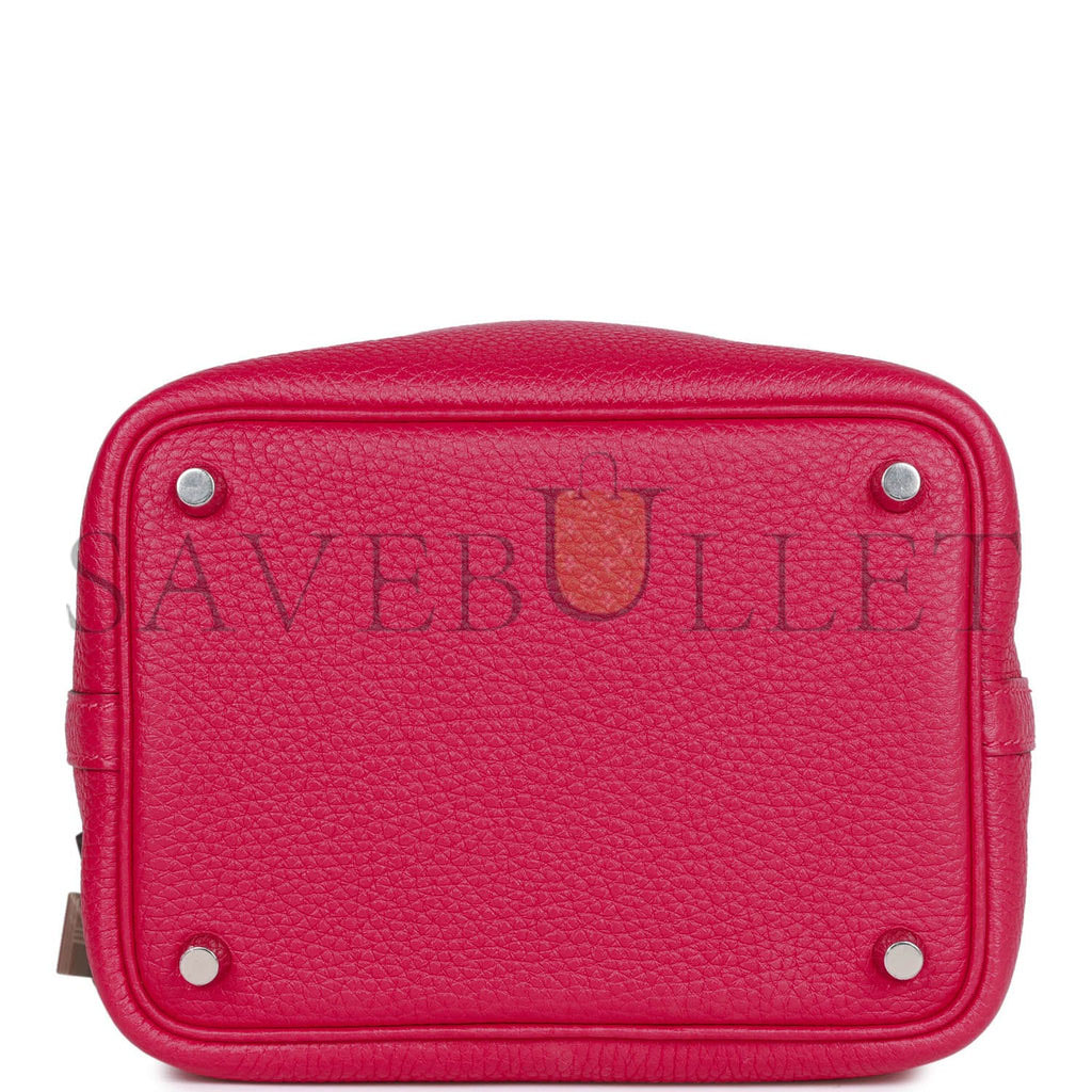 HERMES PICOTIN LOCK 18 FRAMBOISE CLEMENCE AND MATTE ALLIGATOR TOUCH PALLADIUM HARDWARE (18*13*18cm)