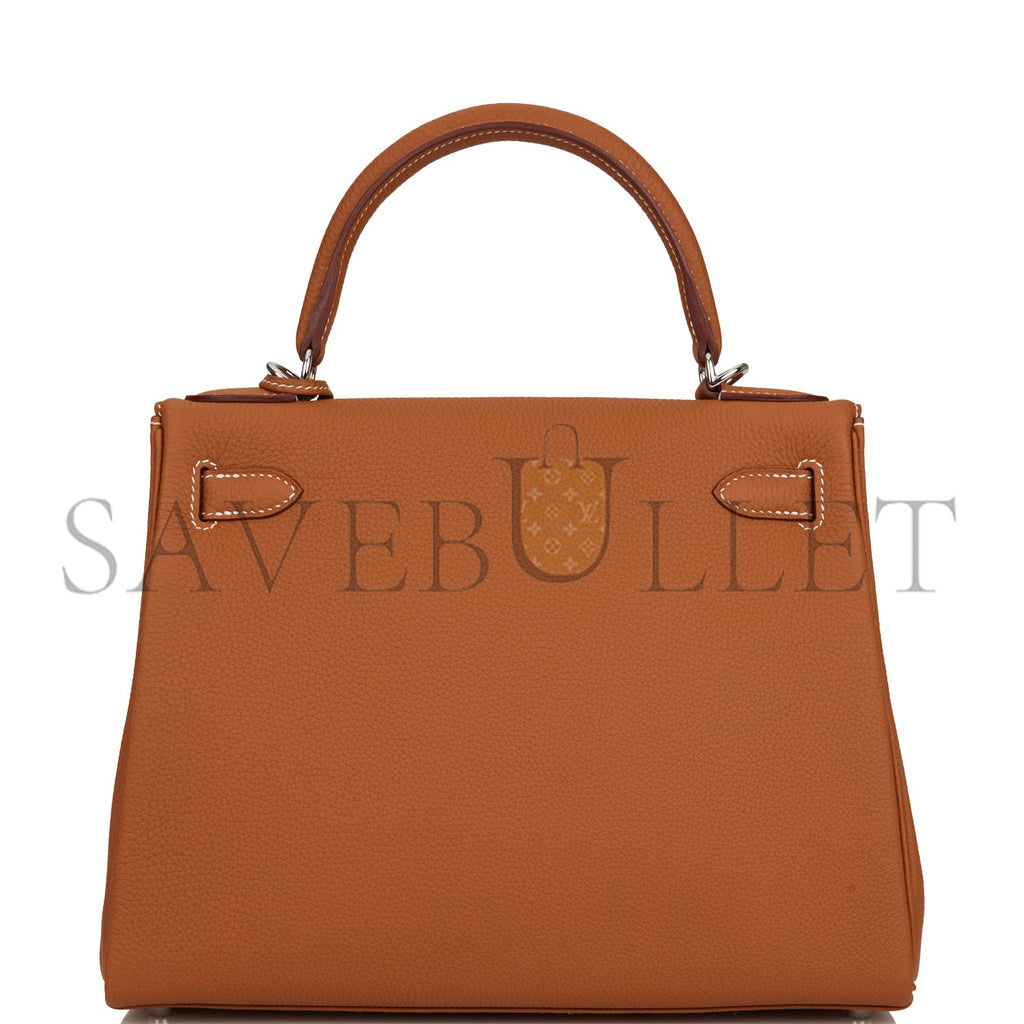 HERMES KELLY RETOURNE 28 GOLD TOGO PALLADIUM HARDWARE  (28*22*10cm)