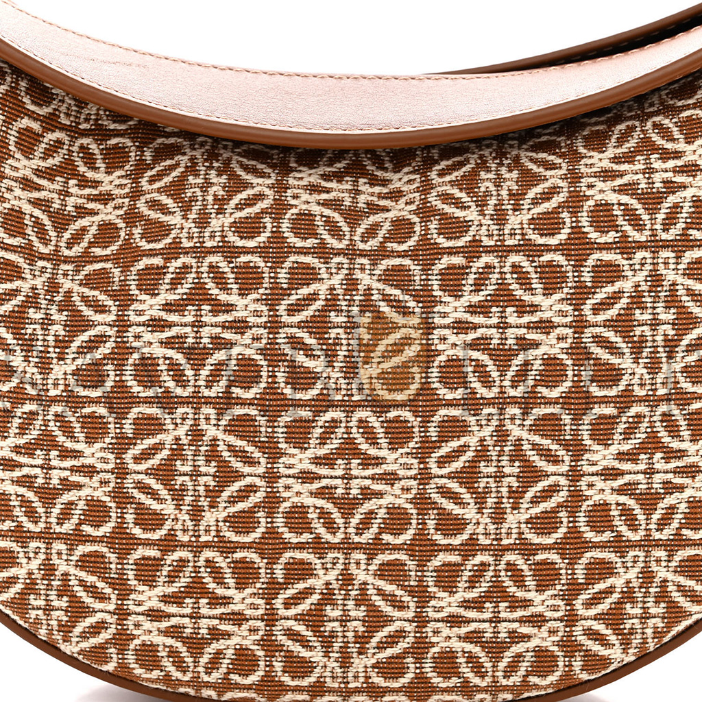 LOEWE JACQUARD ANAGRAM CALFSKIN SMALL LUNA BAG TAN PECAN (23*18*6cm)