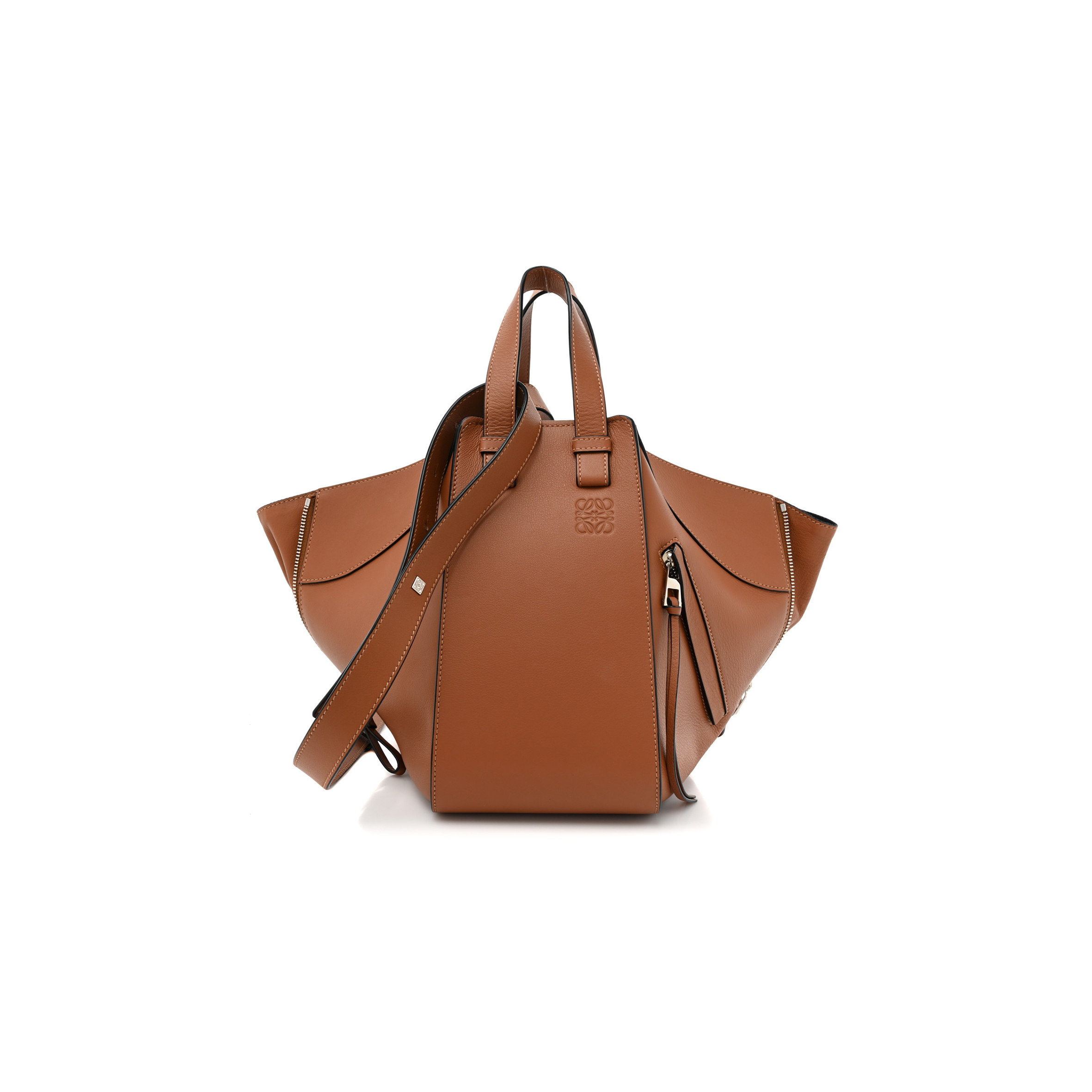 LOEWE CALFSKIN SMALL HAMMOCK SHOULDER BAG TAN (27*23*13cm)