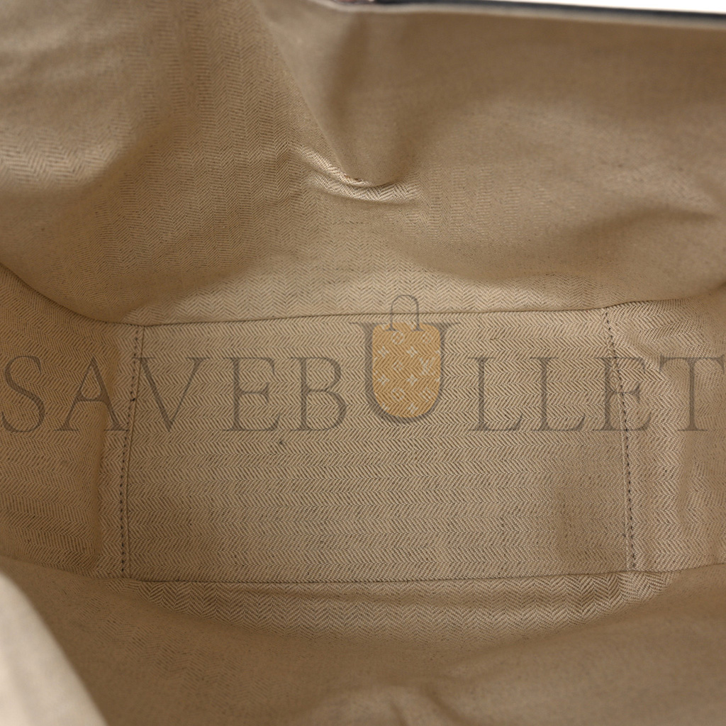 LOEWE CALFSKIN CANVAS ANAGRAM SMALL HAMMOCK SHOULDER BAG ECRU TAN (26*26*14cm)