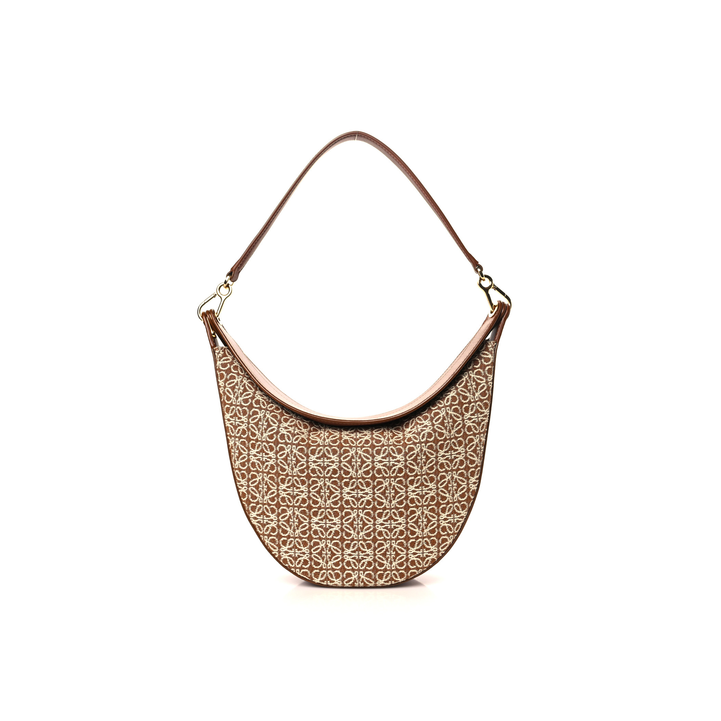 LOEWE  JACQUARD ANAGRAM CLALFSKIN LUNA BAG TAN (26*17*8cm)