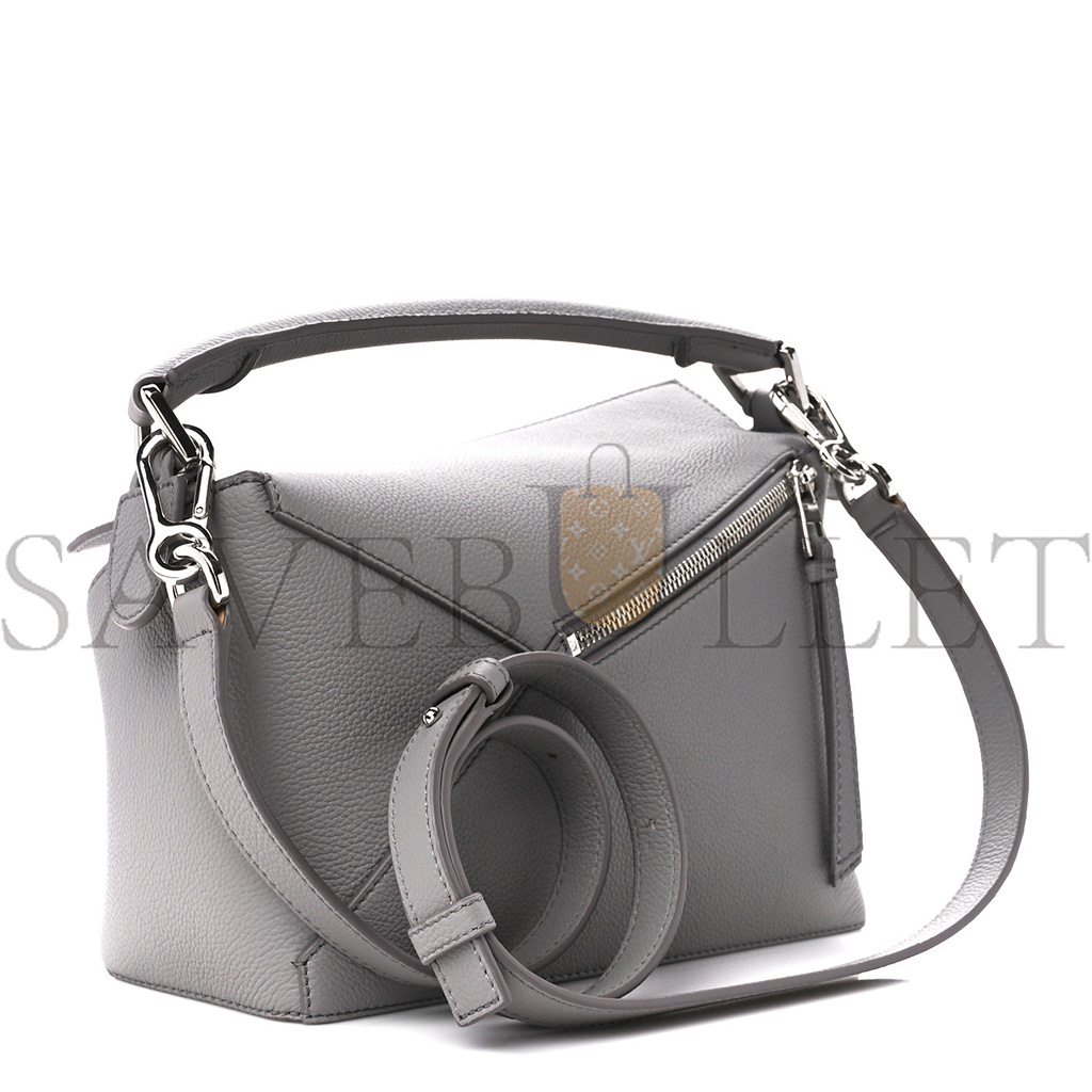 LOEWE SOFT GRAINED CALFSKIN SMALL PUZZLE EDGE BAG PEARL GREY (24*16.5*10.5cm)