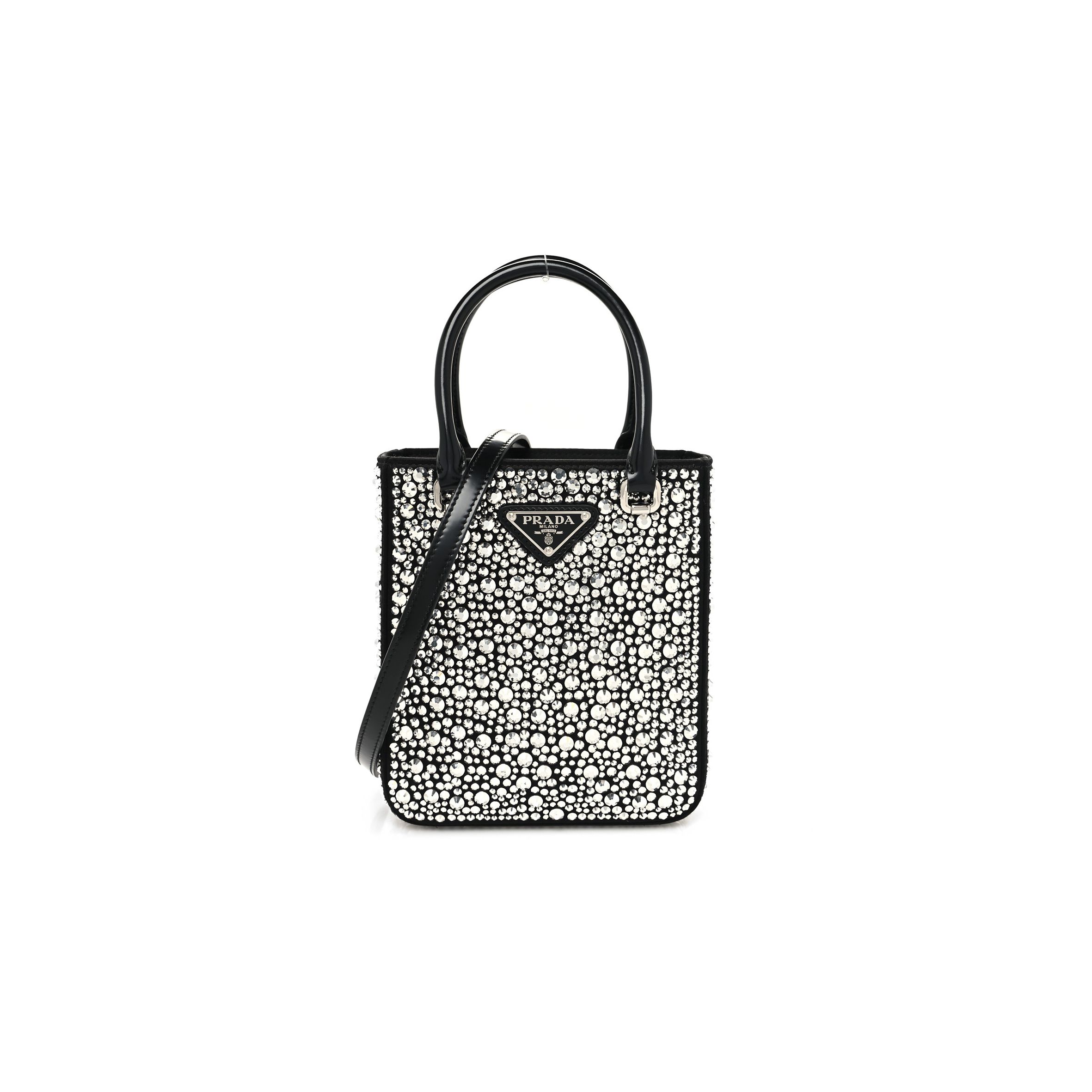 PRADA SATIN CRYSTAL SMALL TOTE BAG METAL (18*15*2cm)