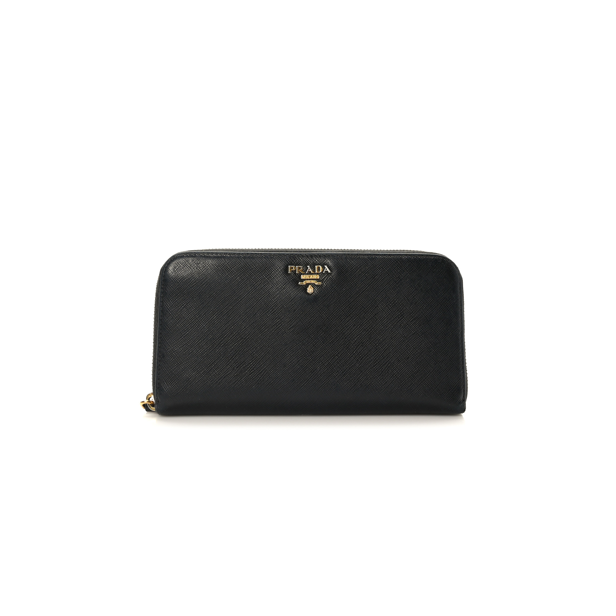 PRADA SAFFIANO METAL ZIP AROUND WALLET BLACK (18*11*3cm)