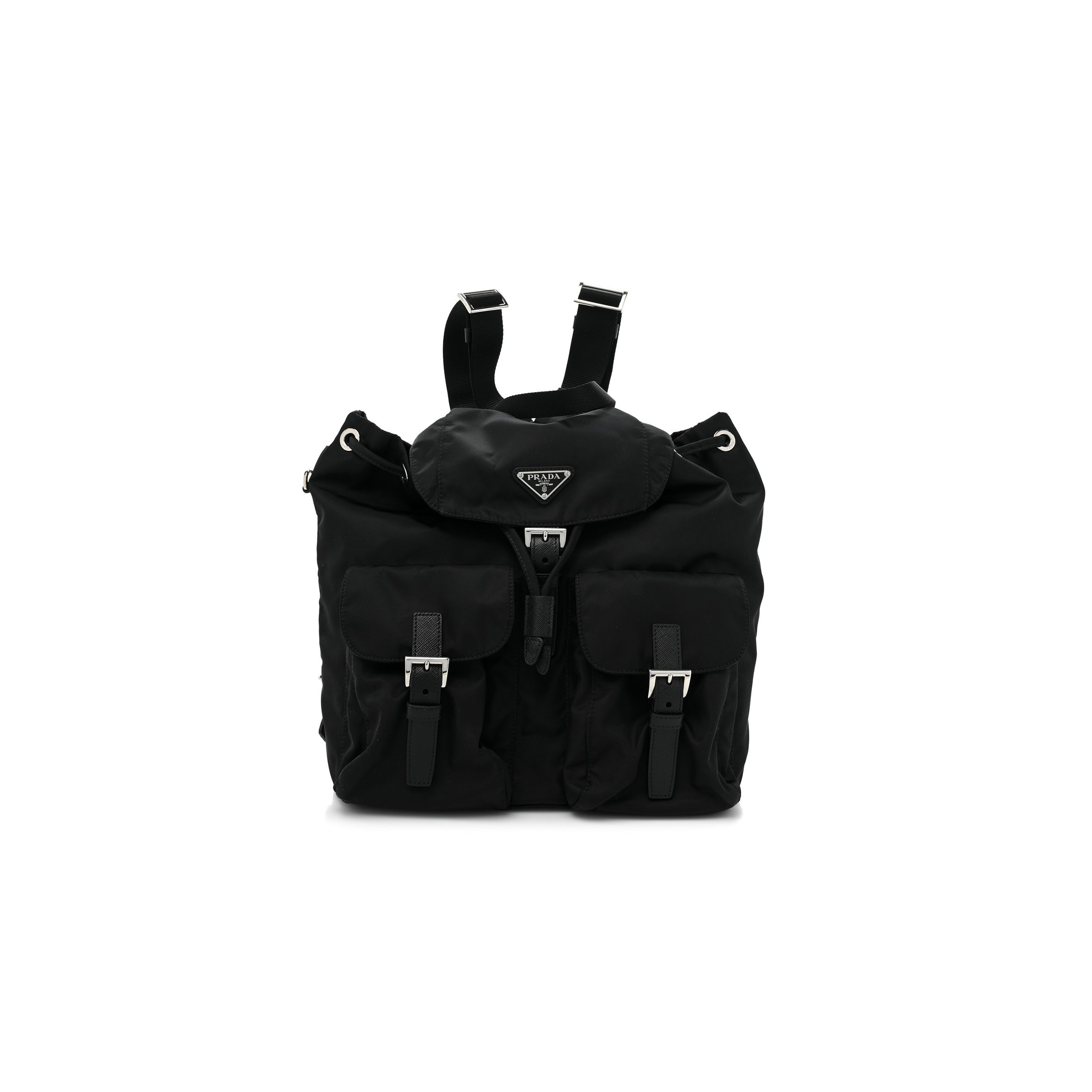 PRADA RE-NYLON TESSUTO SAFFIANO MEDIUM BACKPACK BLACK (29*28*15cm)