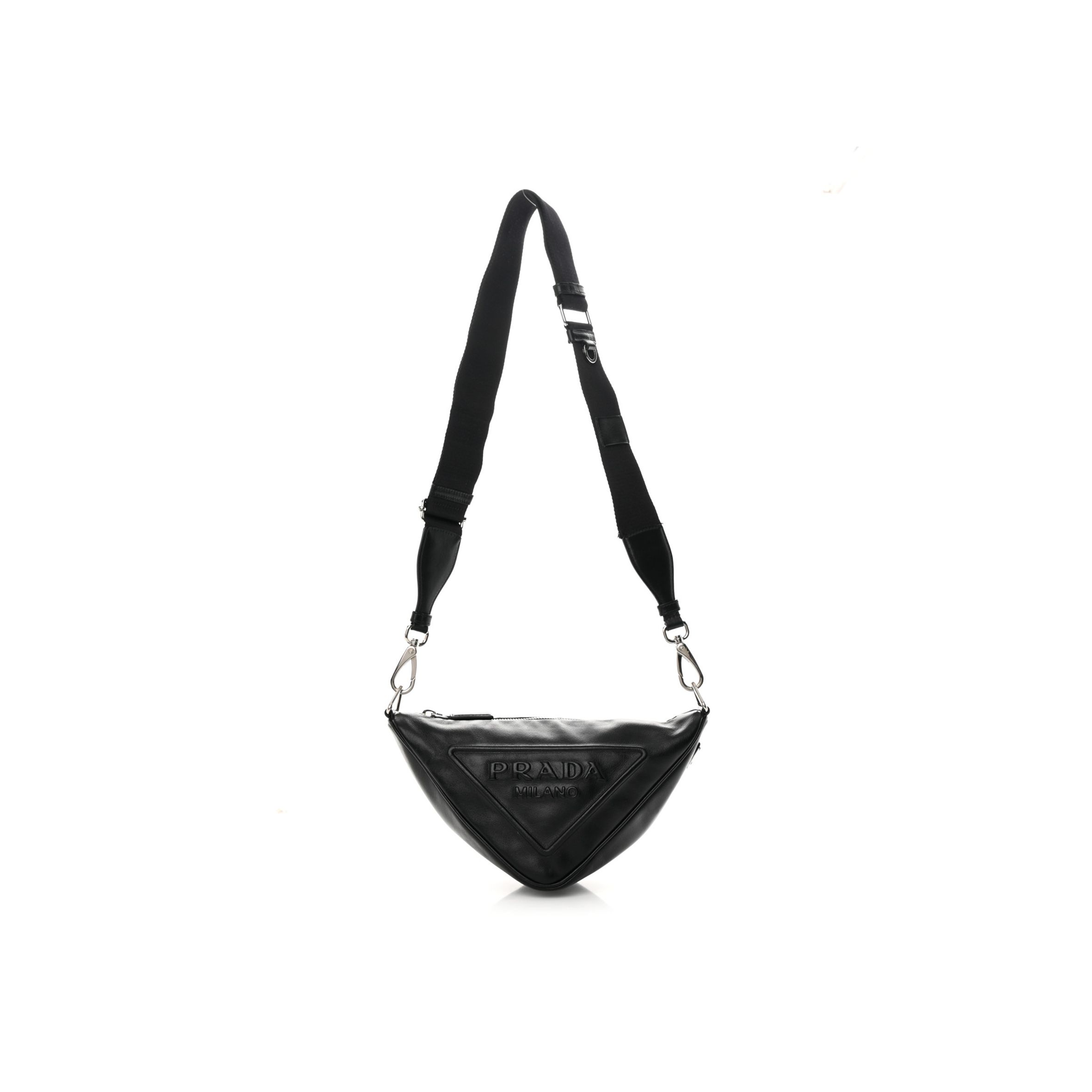 PRADA GRACE LUX TRIANGLE SHOULDER BAG BLACK (25*15*11cm)