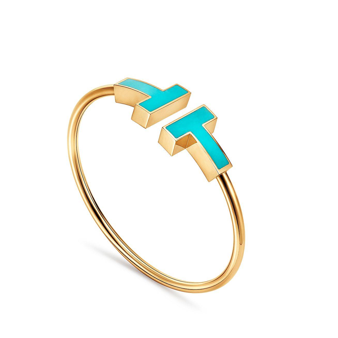 TIFFANY T WIDE TURQUOISE WIRE BRACELET IN 18K GOLD