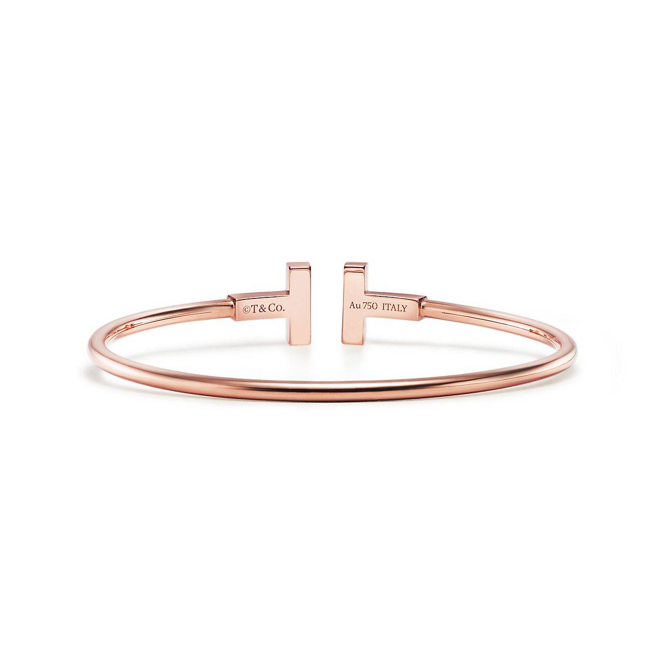 TIFFANY T WIRE BRACELET IN ROSE GOLD WITH MOTHER-OF-PEARL