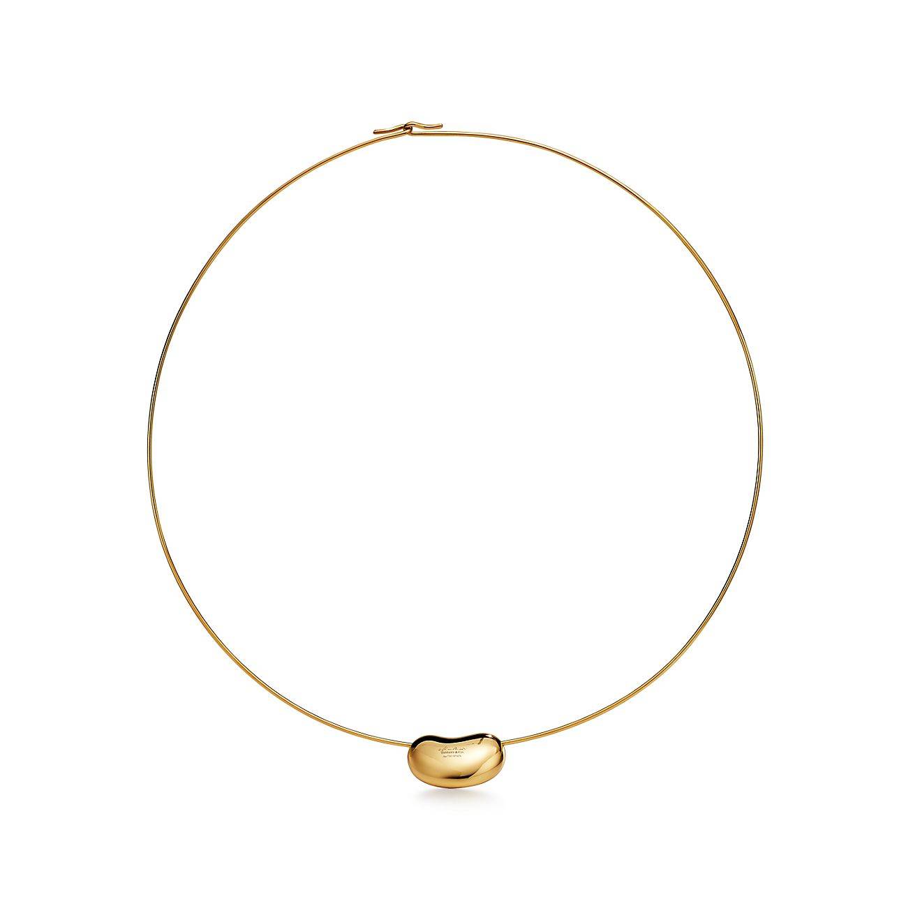 TIFFANY ELSA PERETTI® BEAN® DESIGN WIRE NECKLACE IN YELLOW GOLD, 20 MM