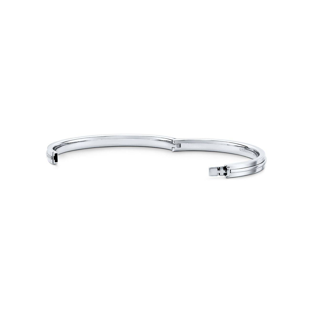 Tiffany T Diamond Hinged Bangle in 18k White Gold