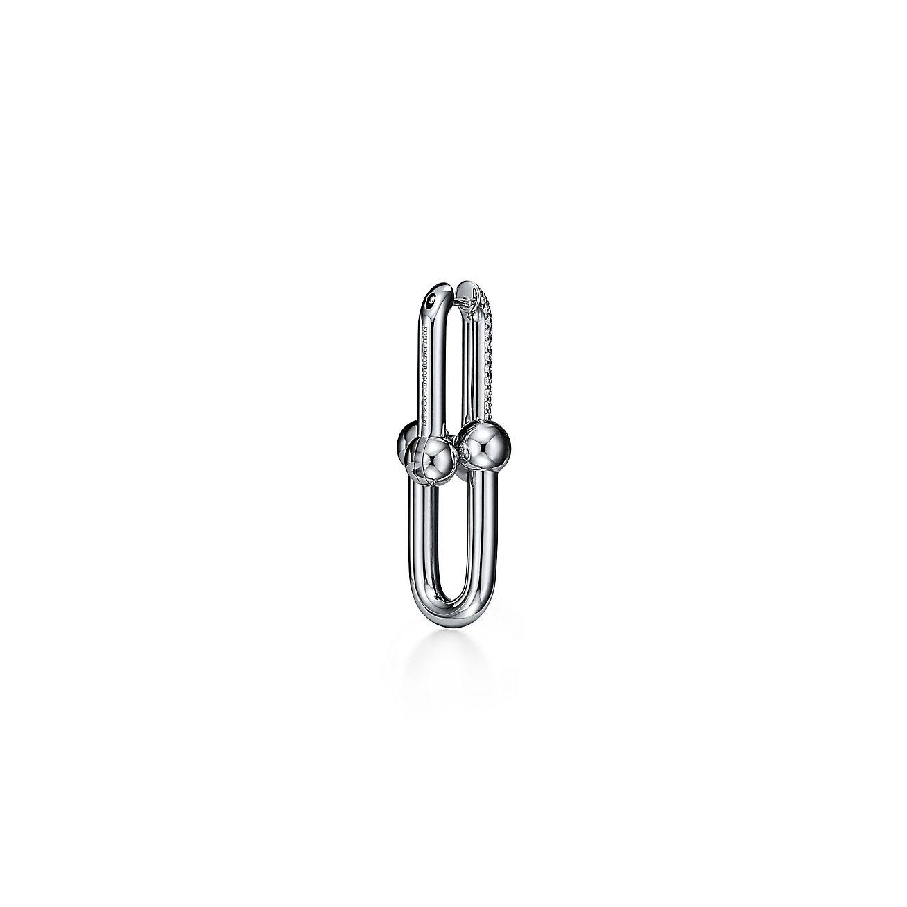 TIFFANY HARDWEAR LINK EARRINGS IN WHITE GOLD WITH PAVÉ DIAMONDS