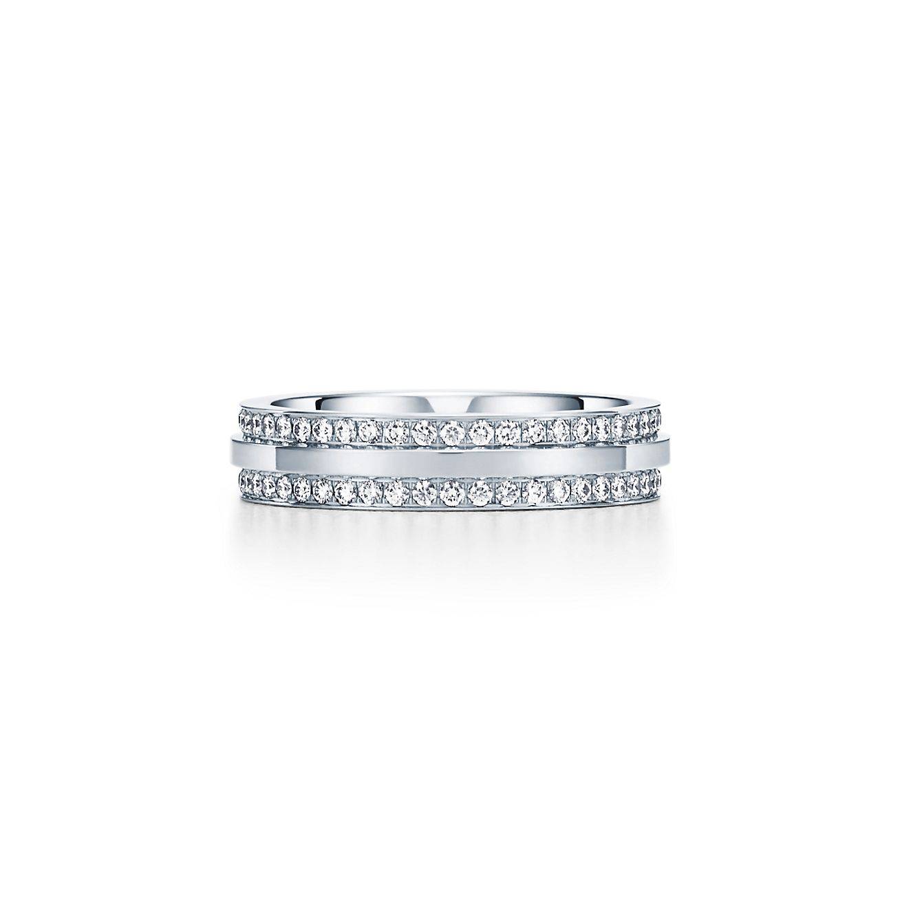 Tiffany T Narrow Pavé Diamond Ring in 18k White Gold