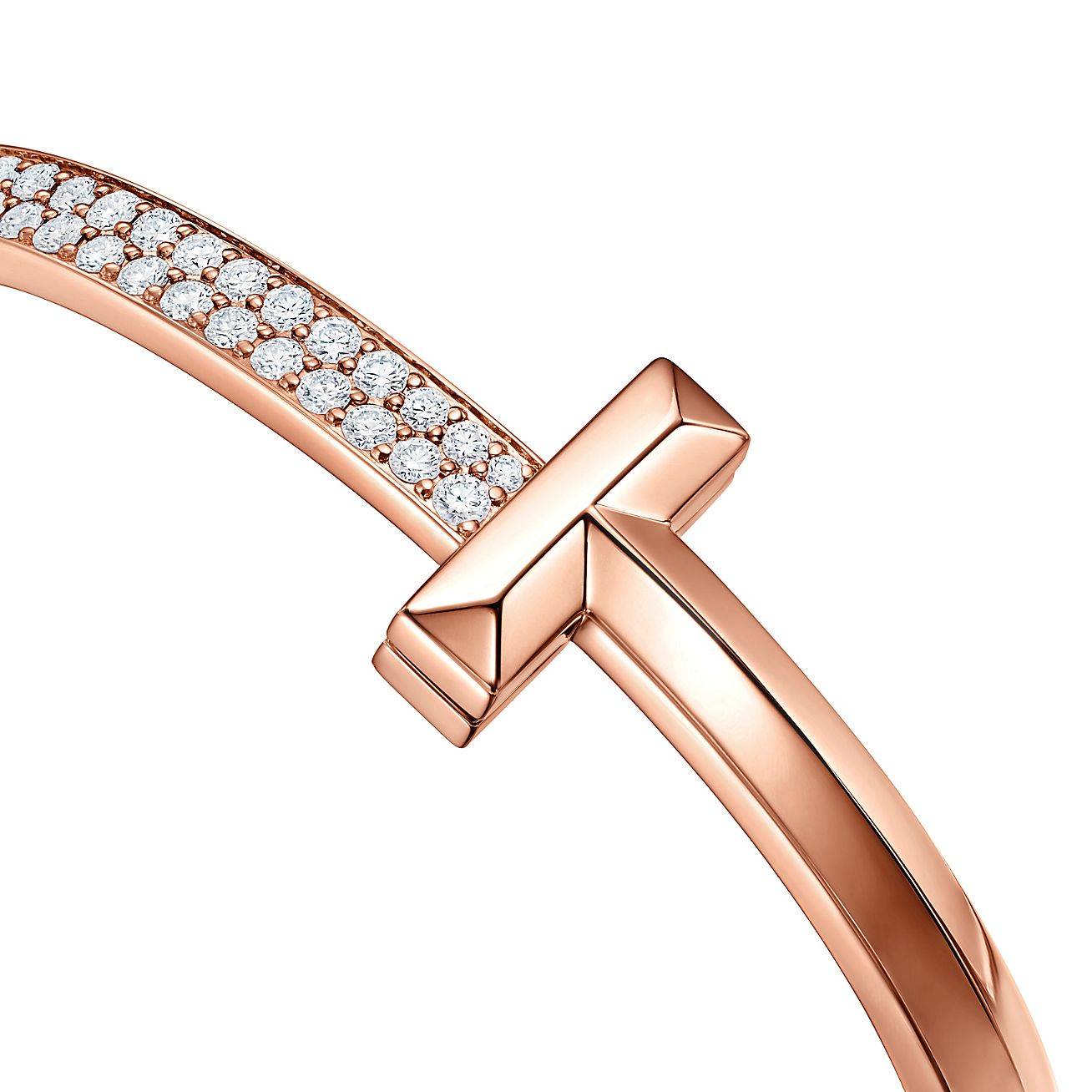 TIFFANY T T1 HINGED BANGLE IN ROSE GOLD, WIDE