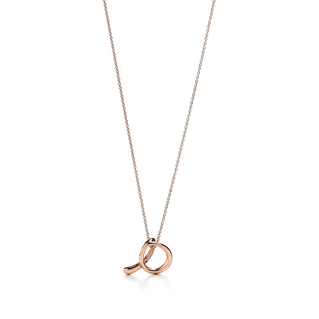 TIFFANY  ELSA PERETTI® LETTER A PENDANT IN 18K ROSE GOLD WITH DIAMONDS