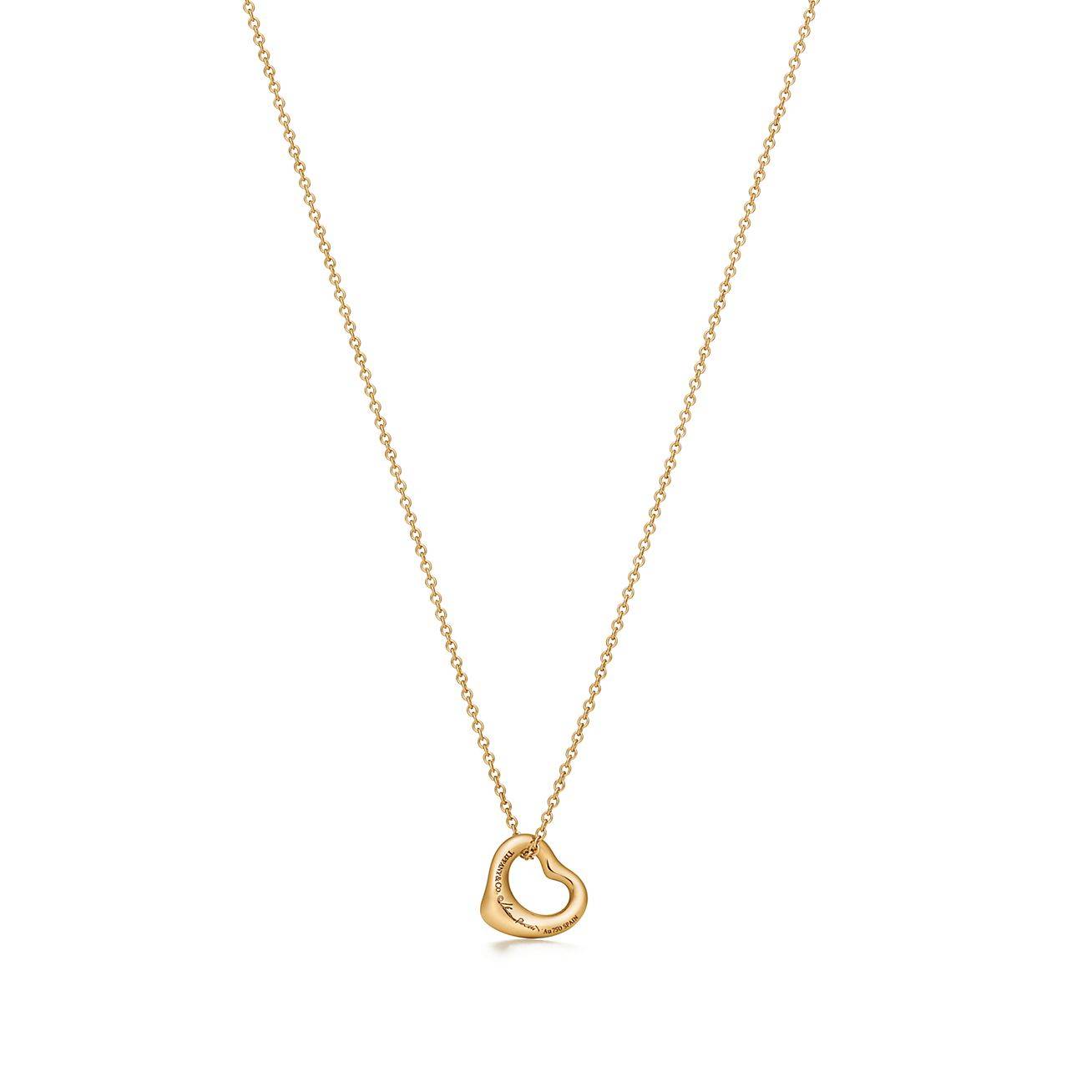 TIFFANY  ELSA PERETTI® OPEN HEART PENDANT IN 18K GOLD WITH DIAMONDS