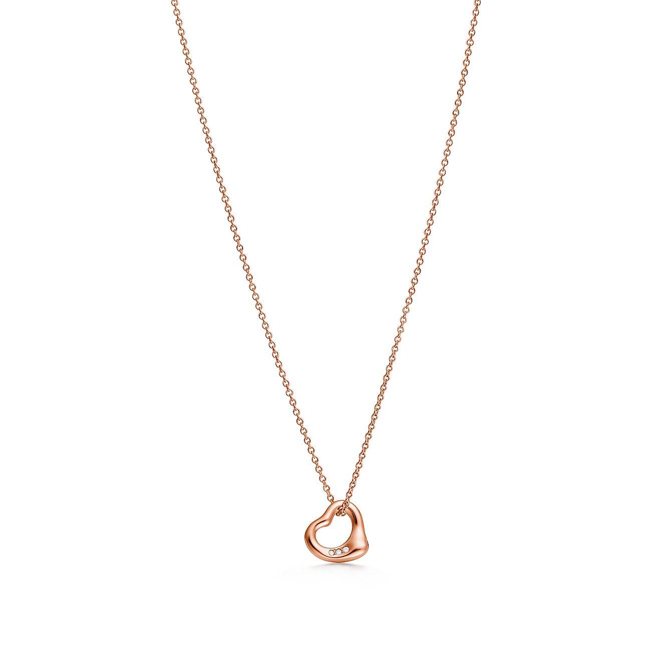 TIFFANY  ELSA PERETTI® OPEN HEART PENDANT IN 18K ROSE GOLD WITH DIAMONDS