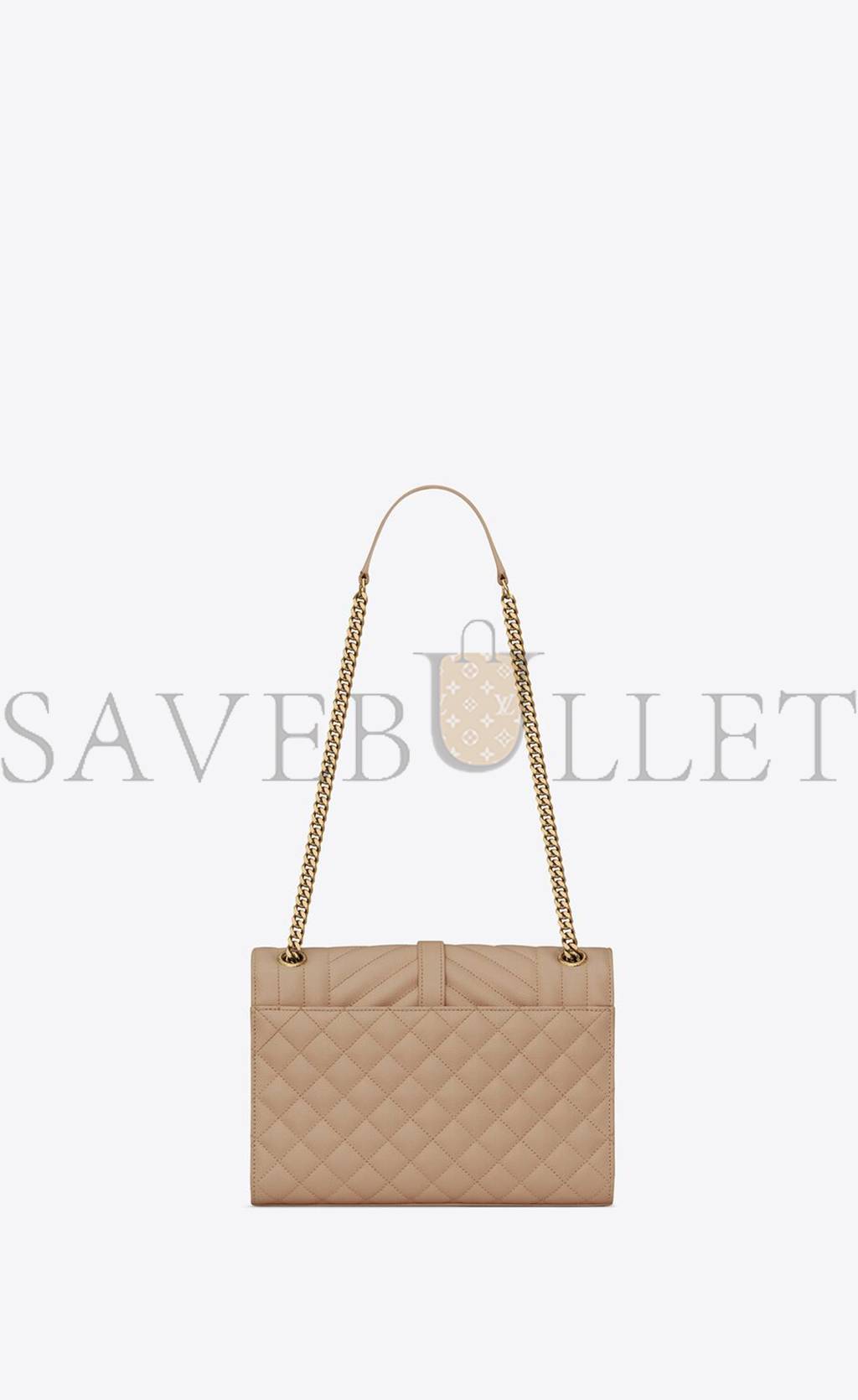 YSL ENVELOPE MEDIUM CHAIN BAG IN MIX MATELASS&EACUTE; GRAIN DE POUDRE EMBOSSED LEATHER 600185BOW912721 (24*17.5*6cm)