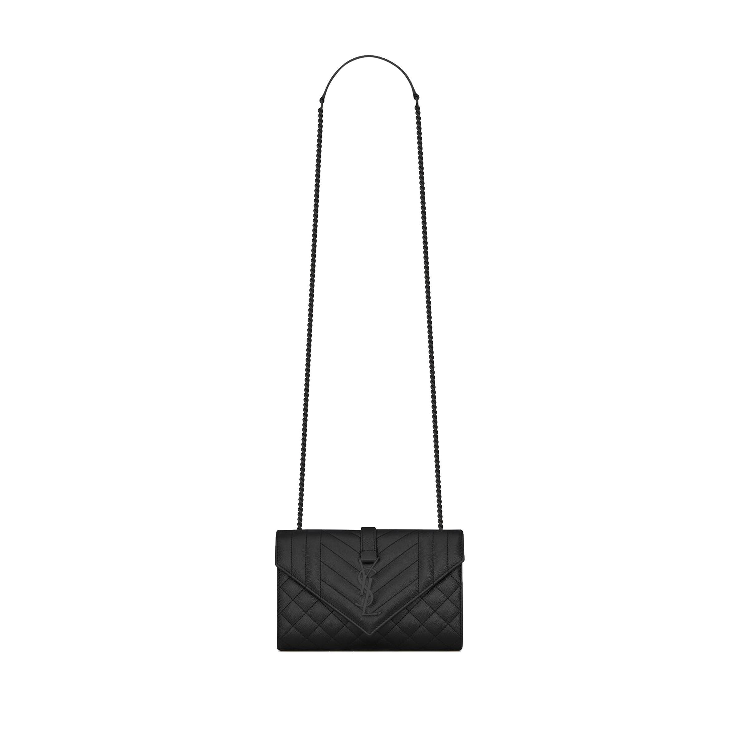 YSL ENVELOPE SMALL BAG IN MIX MATELASS&EACUTE; GRAIN DE POUDRE EMBOSSED LEATHER 600195BOW981000 (21*13*6cm)