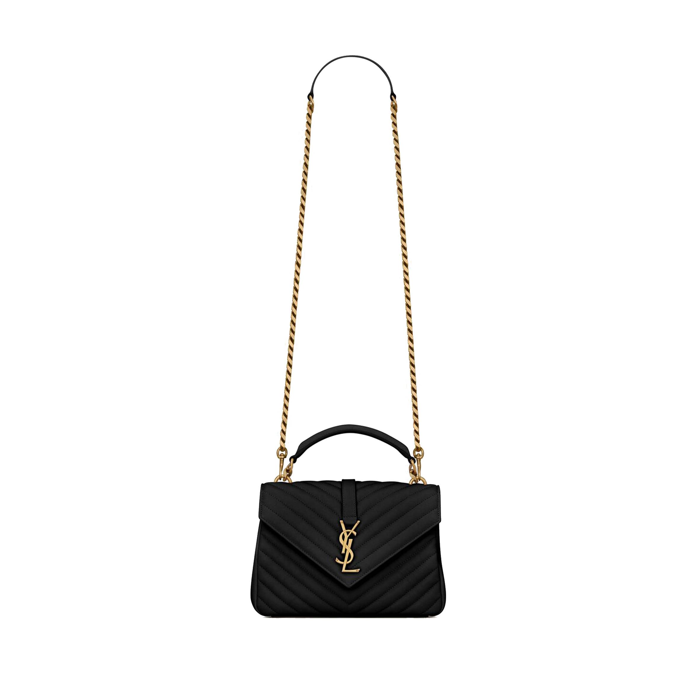 YSL COLLEGE MEDIUM CHAIN BAG IN QUILTED LEATHER 600279BRM071000 (24*17*6.5cm)