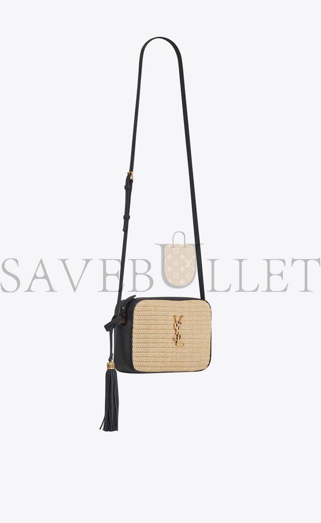 YSL LOU CAMERA BAG IN RAFFIA AND SMOOTH LEATHER 6125429OBEW7070 (23*16*6cm)