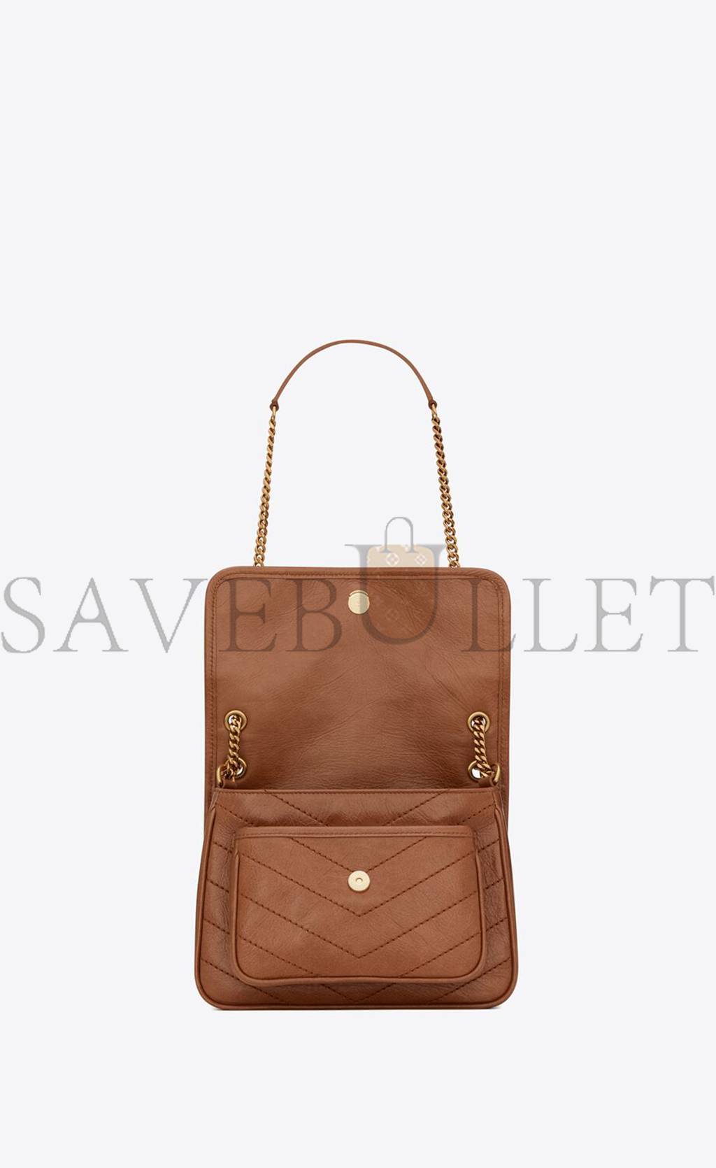 YSL NIKI BABY CHAIN BAG IN CRINKLED VINTAGE VEGETABLE-TANNED LEATHER 6331601YG072522 (21*16*7.5cm)