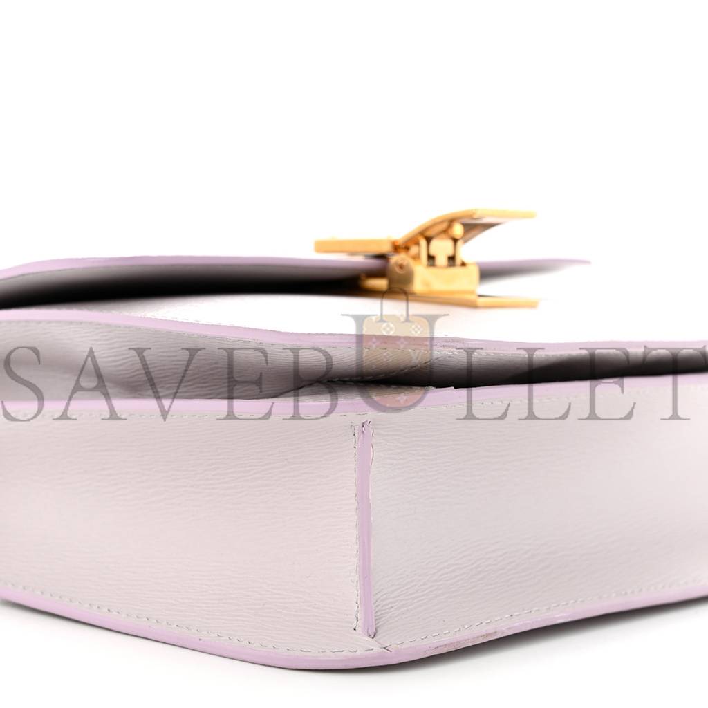 CELINE LIEGE CALFSKIN TEEN CLASSIC BOX FLAP BAG LAVENDER GREY (18*15*6cm)