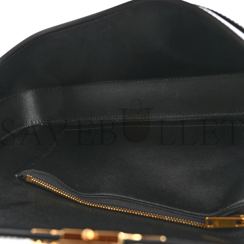 CELINE SHINY CALFSKIN TRIOMPHE CHAIN BAG BLACK (30*13*4cm)