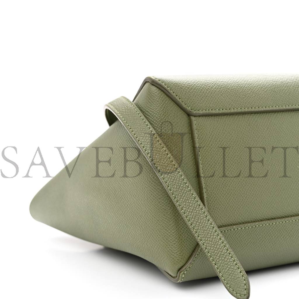 CELINE GRAINED CALFSKIN MICRO BELT BAG ARMY GREEN (23*22*13cm)