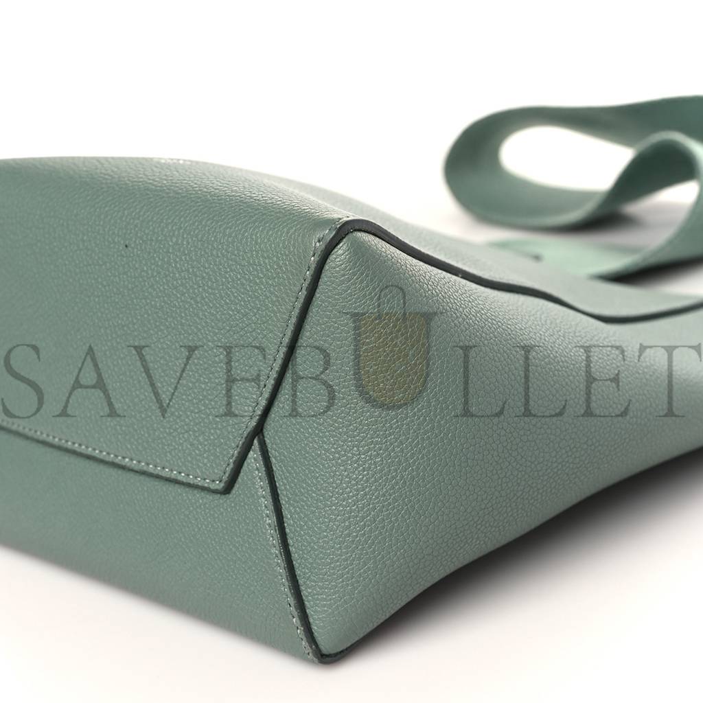 CELINE SOFT GRAINED CALFSKIN SMALL SANGLE BUCKET BAG GREEN (25*18*13cm)