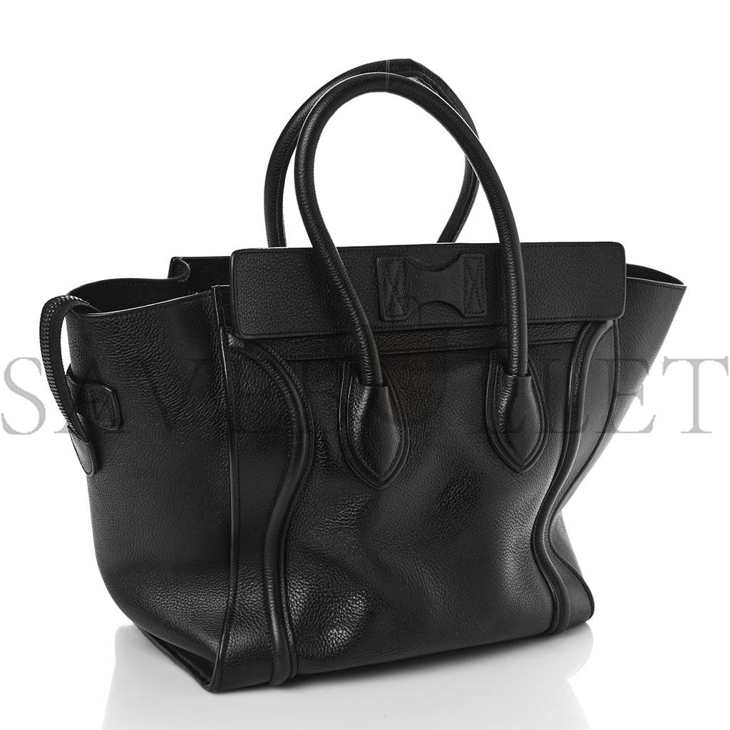 CELINE DRUMMED CALFSKIN MINI LUGGAGE BLACK (32*30*18cm)